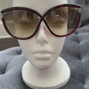 Tom Ford Abbey Unisex Oversized Butterfly Sunglasses FT0327 52F 63 Dark Havana F